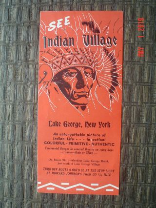 Brochure From Indian Village,  Lake George,  Ny In The Adirondack Mts.  - 1956