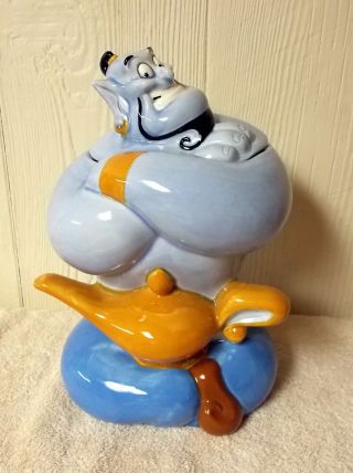 Walt Disney Aladdin Genie With Lamp Ceramic Cookie Jar By Treasure Craft Euc