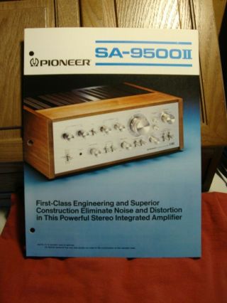 1977 Pioneer Sa - 9500ii Amplifier Spec Sheet Booklet