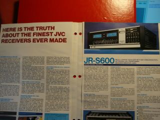 1970s JVC FM/AM Stereo Receiver Series JR - S600,  Booklet with Specs 2