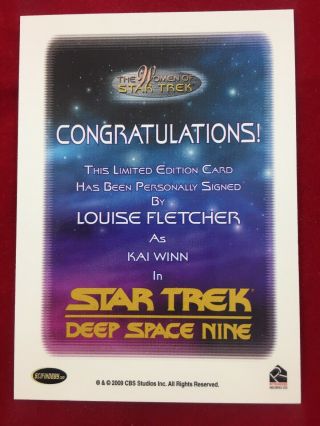 2009 Woman of Star Trek Rittenhouse CBS Studios Autograph Louise Fletcher Card 2