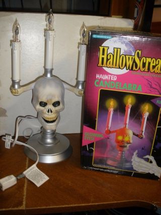 " Hallow Scream " Haunted Candelabra Glowing Eyes Box
