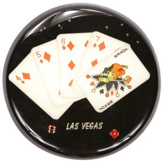 Vintage Lucite Resin Las Vegas Trivet Hyler Enterprises Cards Joker Plaque Retro