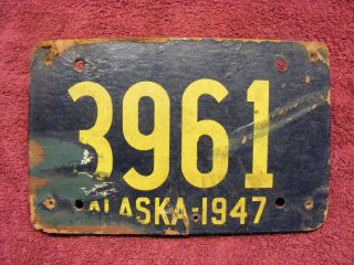 1947 Alaska License Plate Tag