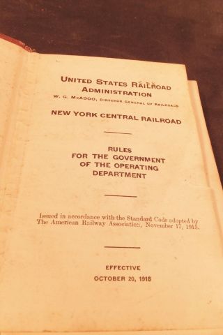 UNITED STATES RAILROAD ADMINISTRATION YORK CENTRAL RAILROAD RULES BOOK 1918 2