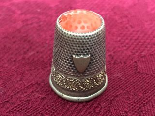1884 Sterling Silver Thimble With Pink Stone Top Document Of Norwegian Origin