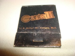 Rare Vintage Matches Gents Iii Mt Clemens Michigan Usa