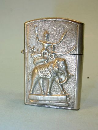 Vintage Oriental Cigarette Lighter.  Asian Mermaid / Elephant.  Made In Thailand