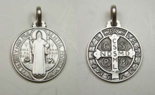 St.  Benedict Medal Sterling Silver (925) - 20mm - Italy