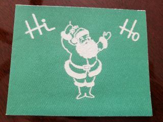 1940s - 50s Vintage Christmas Greeting Card Flocked Santa Claus Green " Hi  Ho "
