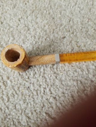 Vintage Missouri Meerschaum Square Shank Corn Cob Pipe 5 3/4 " Straight Amber Bit