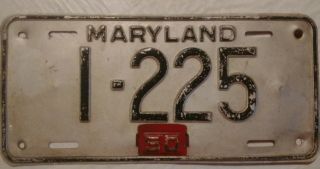 Maryland 1950 License Plate I - 225