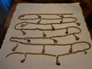 Vintage Mercury Glass Christmas Beads & Mini Bells Feather Tree Garland 104 "