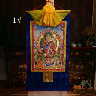 Tibetan Buddhist Buddha Silk Gild Thangka Thanka Guru Rinpoche Padmasambhav 85cm