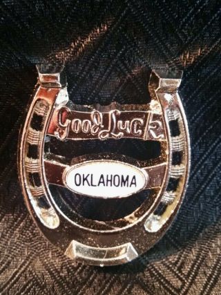 Nib State Of Oklahoma Horseshoe Good Luck Souvenir Paperweight Steel