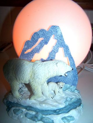 Polar Bear & Baby Bear On Iceberg Nite Lamp W/cord & Switch