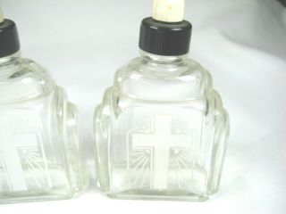Two Vintage Glass HOLY WATER BOTTLES - Catholic - 2 3/4 