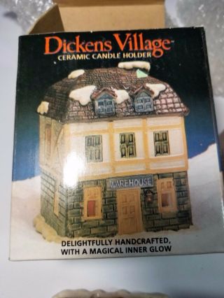Dickens Village Set of 4 Ceramic Candle Holders Vintage w/Boxes 3