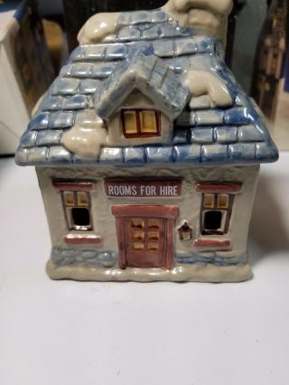 Dickens Village Set of 4 Ceramic Candle Holders Vintage w/Boxes 4