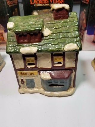Dickens Village Set of 4 Ceramic Candle Holders Vintage w/Boxes 5
