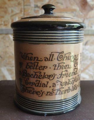 Antique Royal Doulton Stoneware " Charles Kingsley Verse " Tobacco Jar 2309