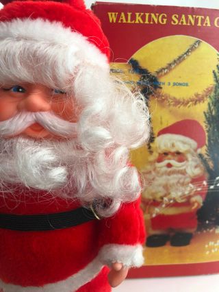 Walking Santa Claus Musical Ringing Bell Box Vintage Christmas Great