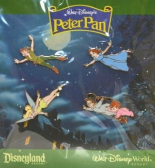 Disney 4 Pin Set Booster Peter Pan,  Tinker Bell,  Wendy,  Michael & John N:1588