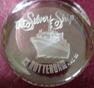 Ss Rotterdam Holland America Line Silver World Cruise Commemorative Etched Cryst