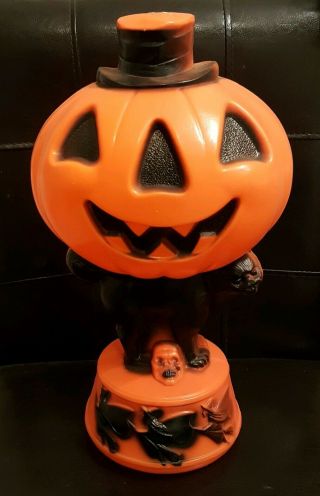 Vintage 14 " Cat Pumpkin Jack O Lantern Halloween Blow Mold Light Empire Blowmold