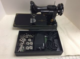 Singer Featherweight 221 Sewing Machine 1948 W Case Controller And Attachments