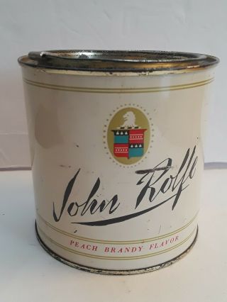 Vintage& Rare John Rolfe Pipe Tobacco Tin Rare Cream Color Can