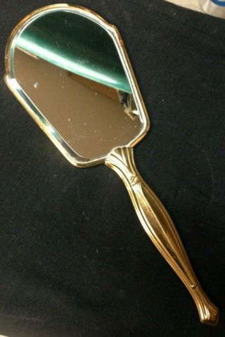 Vintage Vanity Hand Mirror Gold And Silver Plated