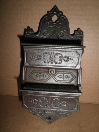Antique Victorian Cast Iron Wall Match Safe Patent May 10,  1870