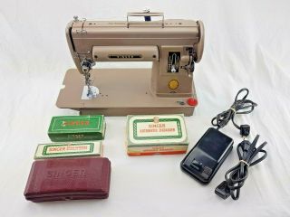 Singer 301a Slant Needle Portable Sewing Machine W/ Foot Pedal,  Accessories