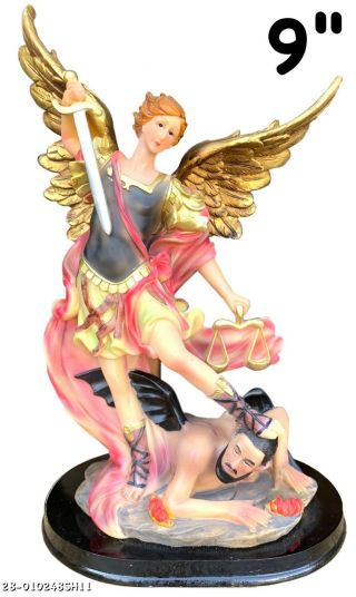 Saint Michael The Archangel - San Miguel Arcangel Angel Figurine 9 " Statue