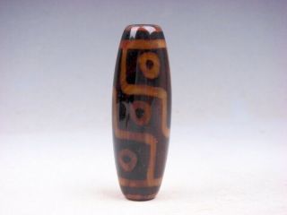 Old Tibetan Natural Agate Crafted 9 Eyes Pattern Large Fat Dzi Bead 05281910