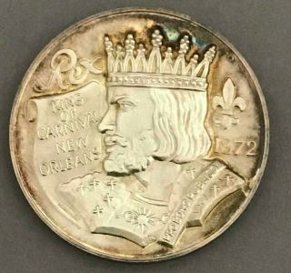 King Of Rex 1976.  999 Fine Silver Gold Brushed Orleans Mardi Gras Doubloon