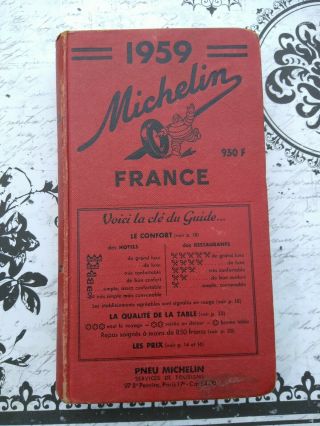 Vtg Michelin Red Guide France 1959 Mcm European Tourism Maps Dining Souvenir