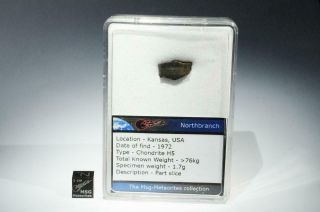 Northbranch Meteorite Part Slice 1.  7g Found In Kansas Usa 1972