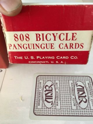 Rare Bicycle Playing Cards 808 Panguingue.  Monterey Club / Rainbow Club CA. 2