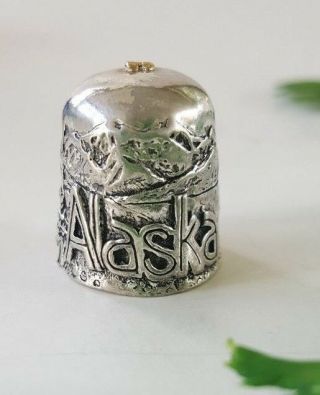 Thimble Alaska Sterling Silver And Gold Nugget On Top