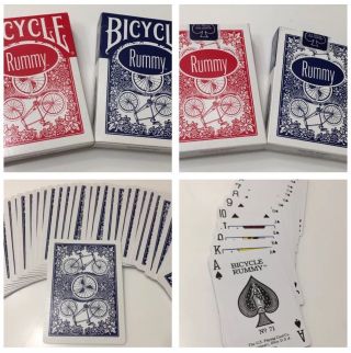 Bicycle Rummy Cards - 2 Pack Blue & Red - Limited Edition - Factory Pips