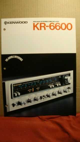 1977 Kenwood Kr - 6600 Stereo Receiver Booklet With Specs