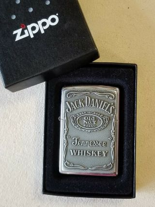 2006 Zippo Jack Daniels Old No.  7 Whiskey Lighter Chrome & Pewter W/ Box