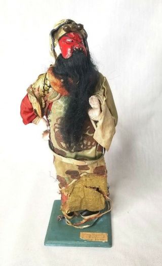 Chinese Opera General Guan Yu Doll 12 " Silk Embroidered Robe Ming Dynasty Rare