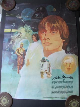 Vintage 1977 Star Wars Luke Skywalker Poster Burger King/coca Cola Ad Promo