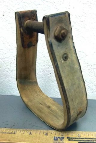 Vintage Wood Stirrup,  Wood With Metal,  Well Worn,  Great Western Home Decor Piece