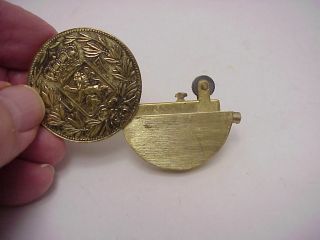 Unusual Continental Round Cigarette Lighter Made In Japan Ornate Embossing 5