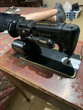 1949 Singer Model 201 - 2 Sewing Machine in Cabinet with Matching Stool AJ175398 3