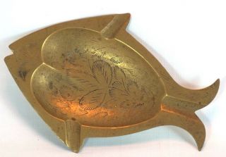 Brass Metal Fish Shape Ashtray Vintage Collectables Retro
